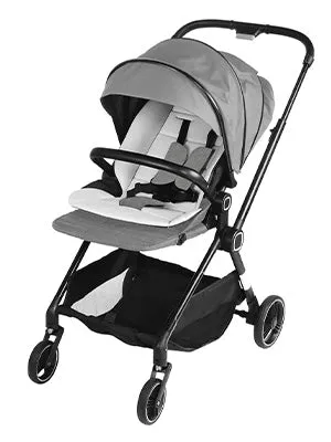 2 in 1 Convertible Baby Stroller Carriage Bassinet to Stroller Adjustable Footrest & Canopy, 5-Point Seat Belt, Lightweight Aluminum Frame, Gray