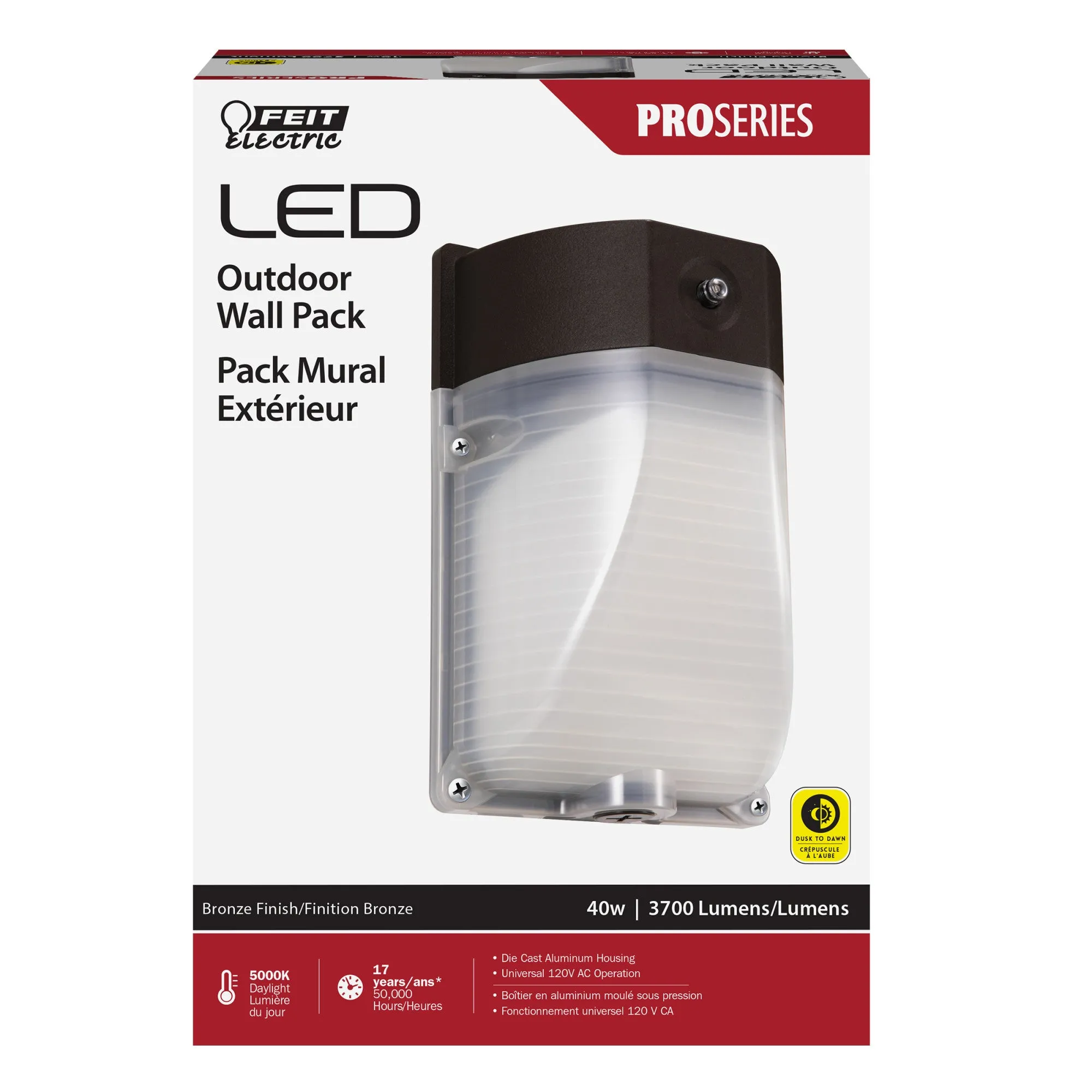 40W 3700 Lumen Daylight (5000K) Security LED Wall Pack