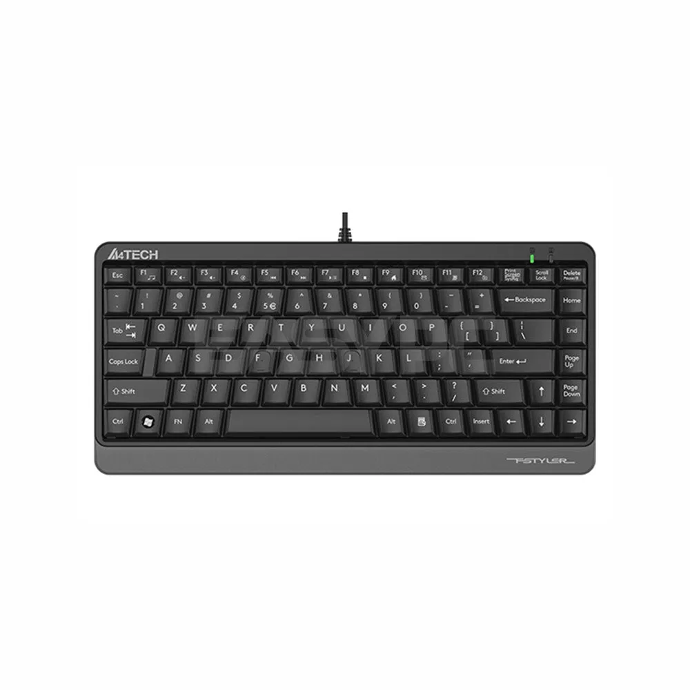 A4tech FKS11 Natural A Compact Keyboard Black/grey High-Elasticity Silicon Comfort Roundedge Keycaps