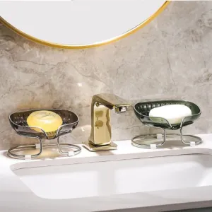 Acrylic Soap Holder with Golden Metal Stand