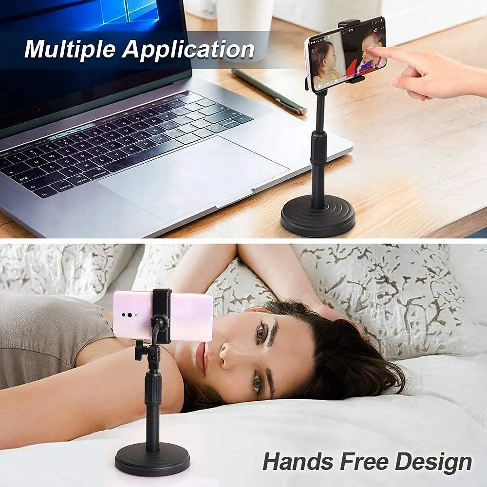 Adjustable Desktop Phone Holder Stand Plastic for Phone Compatible with All Smartphone Desktop Mobile Phone Holder for Desk, Bed, Table, Office, Video Recording, Home & Online Classes