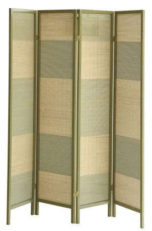 AFT-Woven Wooden Room Divider and Folding Privacy Screen 4 Panel Foldable 2310-4 Olive