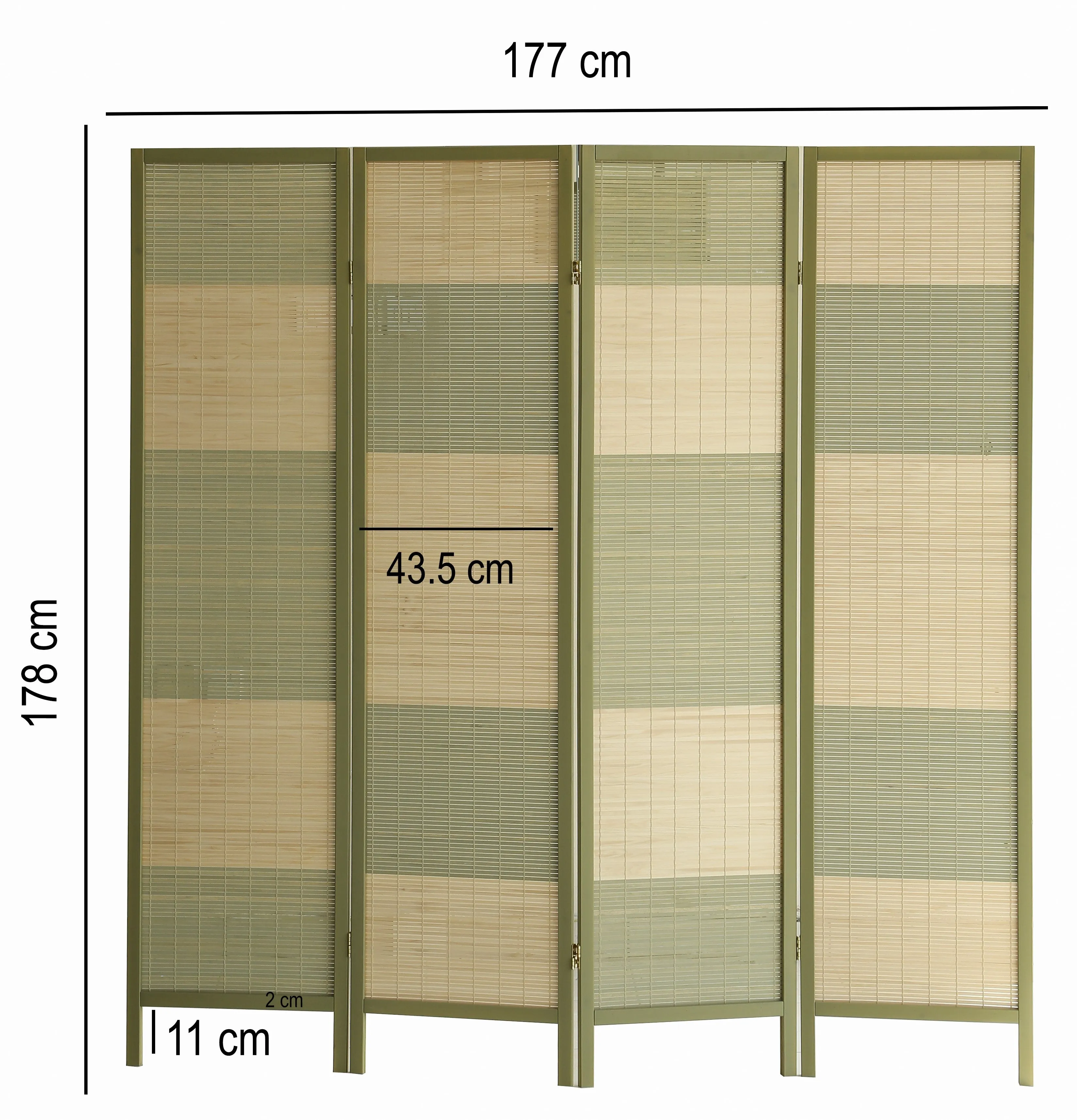 AFT-Woven Wooden Room Divider and Folding Privacy Screen 4 Panel Foldable 2310-4 Olive