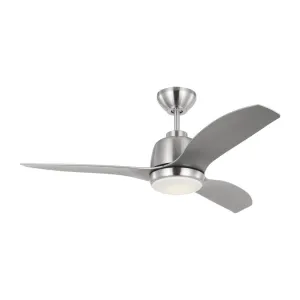 Avila 44 Inch Brushed Steel Damp Rated LED Ceiling Fan with Remote