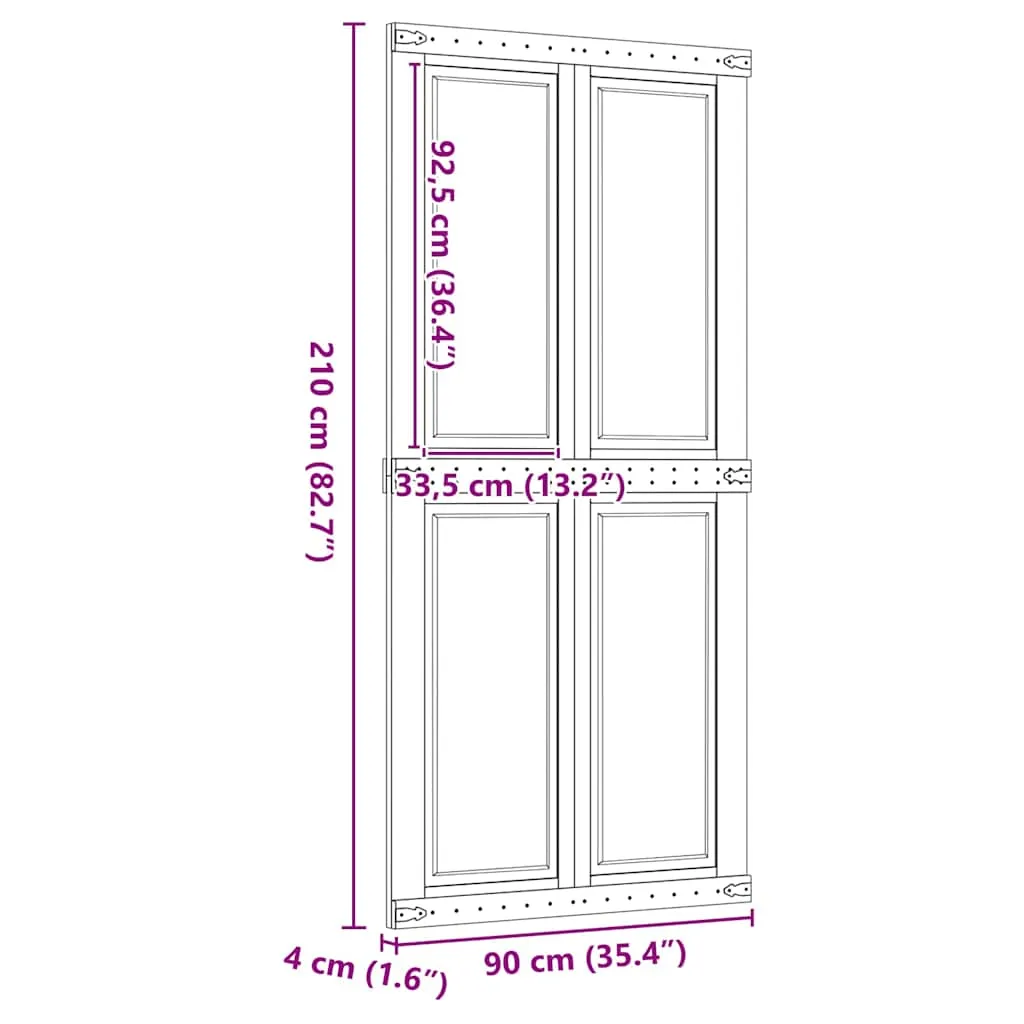 Barn Door CORONA 90x210 cm Solid Wood Pine