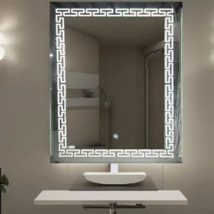 BGH Sleek & Stylish 18x24 Inch LED Mirror | Modern Design for Bathroom, Makeup Room & Wash Basin | Elegant Vanity Mirror for Home Decor (1 Year Brand Warranty)-White