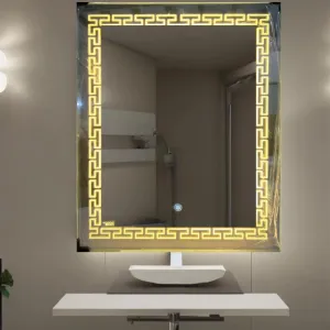 BGH Sleek & Stylish 18x24 Inch LED Mirror | Modern Design for Bathroom, Makeup Room & Wash Basin | Elegant Vanity Mirror for Home Decor (1 Year Brand Warranty)-Yellow