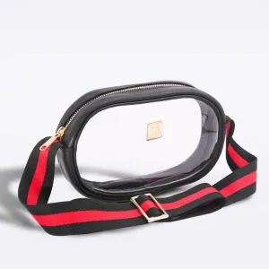 Black Vinyl Annie   Black and Red Striped Strap