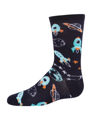 Boys' Rocket Ship Rayon from Bamboo Crew Socks