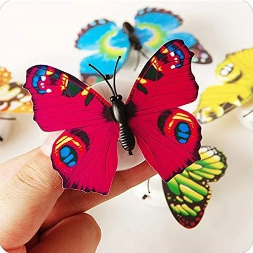 BRIGHTAIL INFRA Adhesive 3D Butterfly Plastic Sticker Walls LED Light Up in The Night Wall Stickers for Home Decoration - 5 Piece