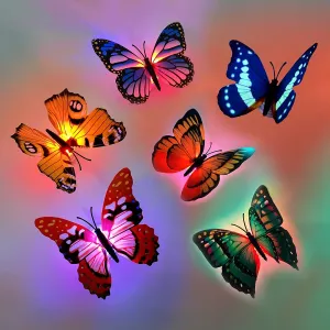 BRIGHTAIL INFRA Adhesive 3D Butterfly Plastic Sticker Walls LED Light Up in The Night Wall Stickers for Home Decoration - 5 Piece