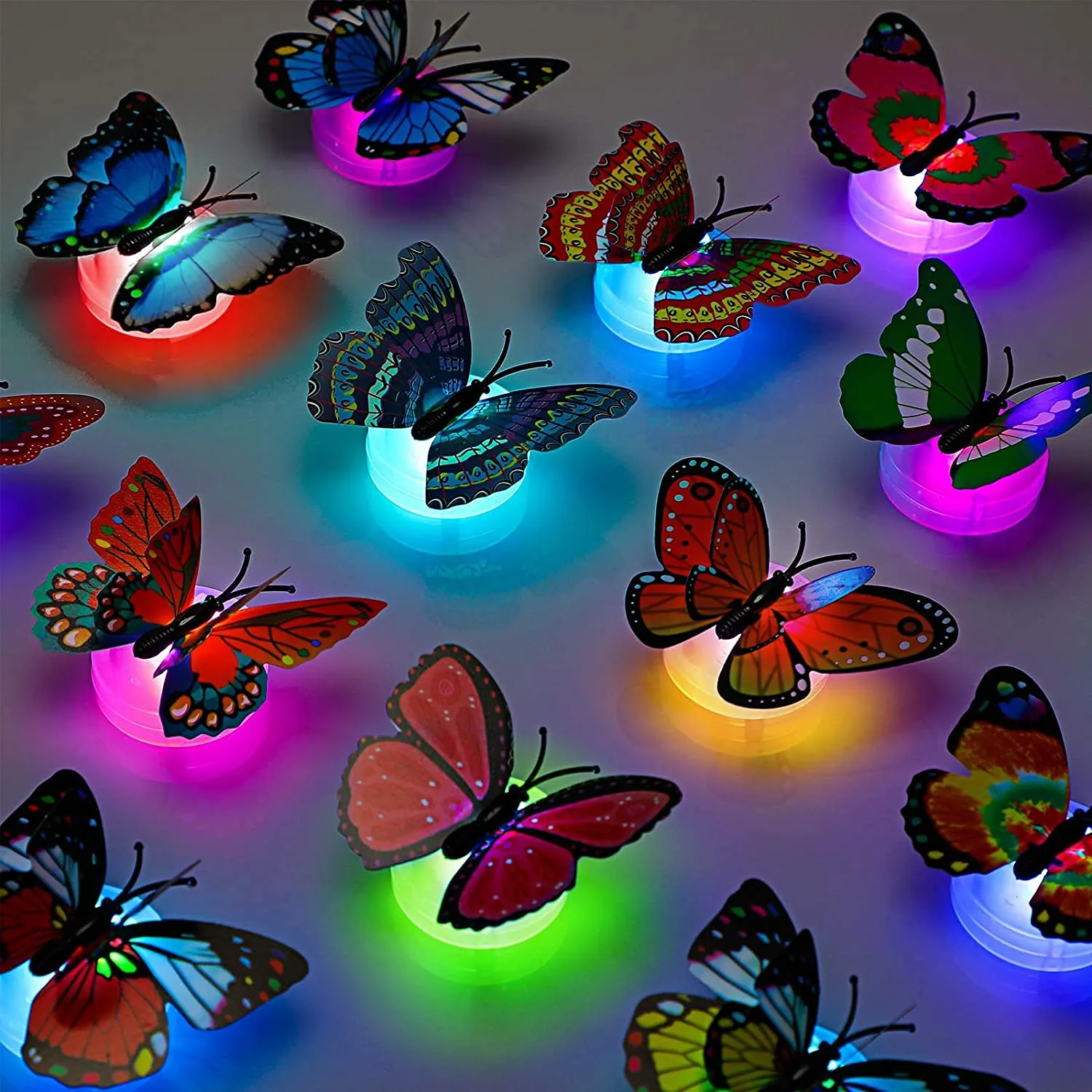 BRIGHTAIL INFRA Adhesive 3D Butterfly Plastic Sticker Walls LED Light Up in The Night Wall Stickers for Home Decoration - 5 Piece