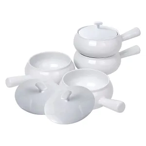 Bruntmor Set of 4 French Onion Soup Bowls with Lids - 17oz Ceramic Soup Crock Serving