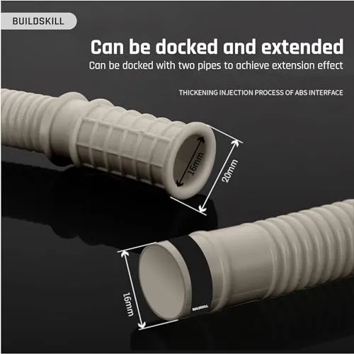 Buildskill Durable 1.5M Water Inlet Pipe for Semi-Automatic Washing Machine - User-Friendly, Leak-Resistant Hose Pipe with Hassle-Free Installation, High Elasticity & Strength, 1 (Grey)