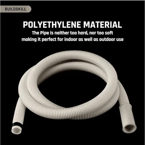 Buildskill Durable 1.5M Water Inlet Pipe for Semi-Automatic Washing Machine - User-Friendly, Leak-Resistant Hose Pipe with Hassle-Free Installation, High Elasticity & Strength, 1 (Grey)