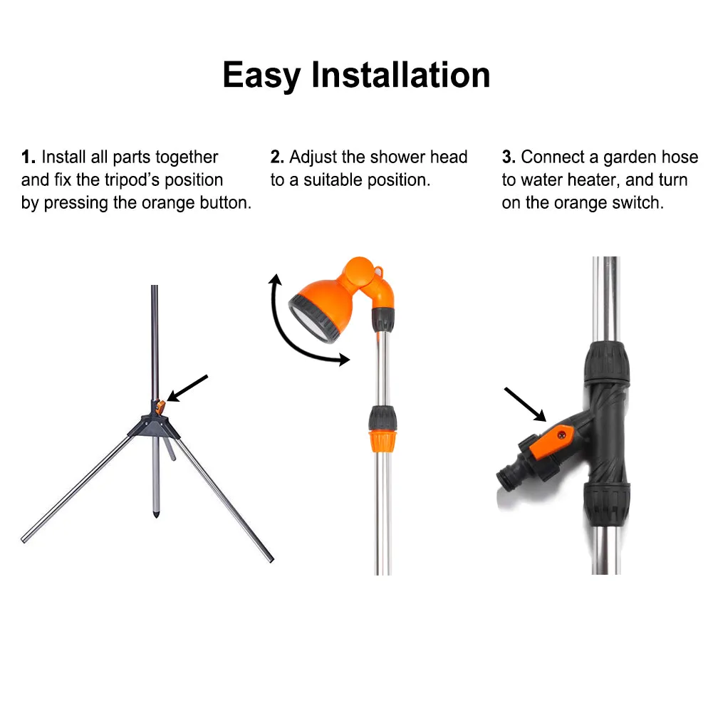 Camplux Portable Outdoor Shower with on/off Valve and Tripod Stand