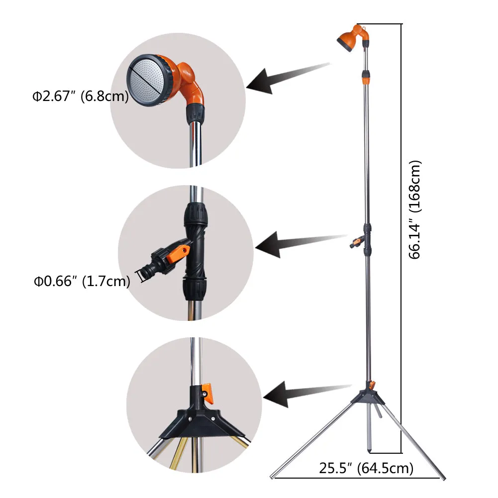 Camplux Portable Outdoor Shower with on/off Valve and Tripod Stand