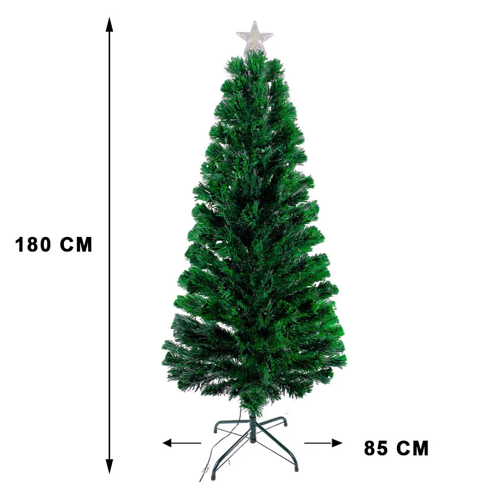 Christmas Pre-Lit Fibre Optic Green Tree Ultra-bright Sparkling Colorful Lights