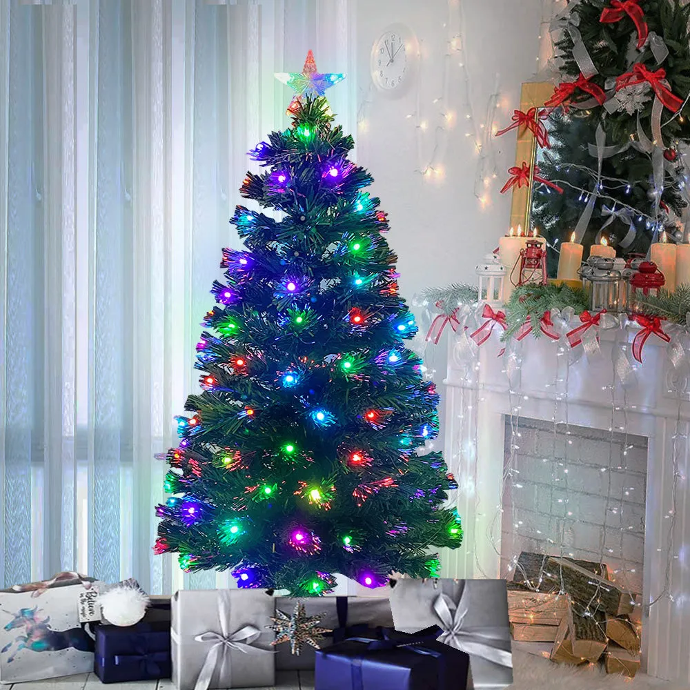 Christmas Pre-Lit Fibre Optic Green Tree Ultra-bright Sparkling Colorful Lights