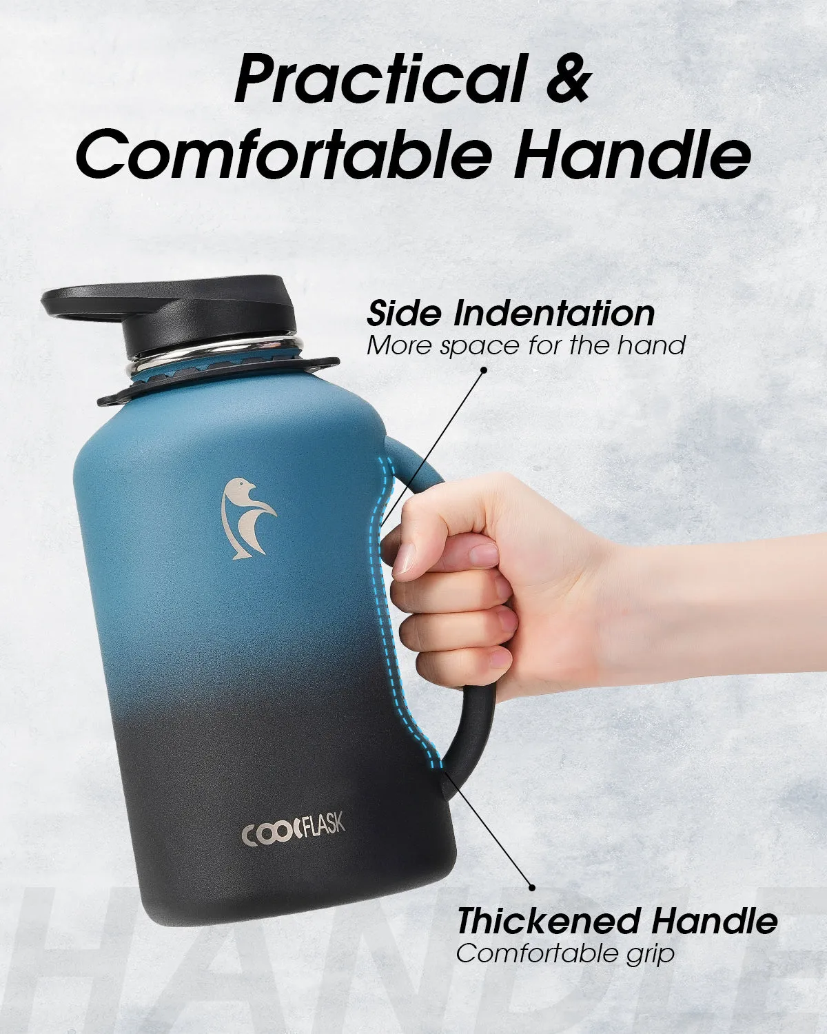 Compact Half Gallon Water Bottle with Handle