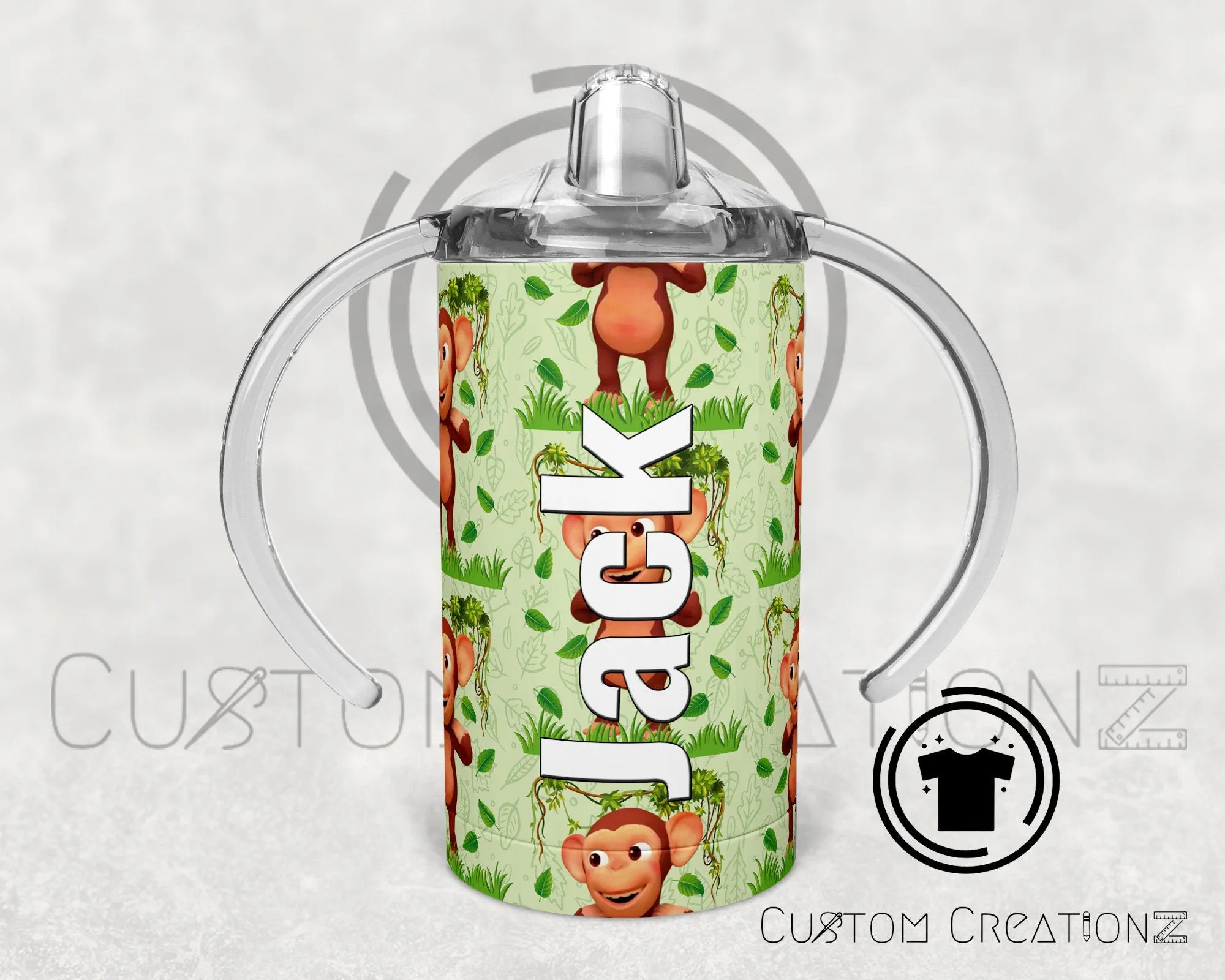 Custom- personalized Trainer Stainless steel 12oz. sippy cups- baby - kids -Cocomelon