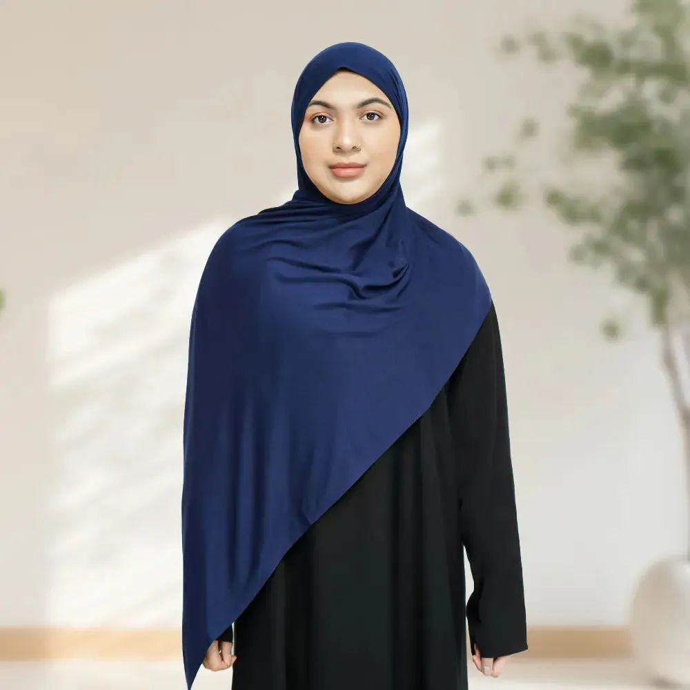 Deluxe Quality Egyptian Jersey Hijab - Navy