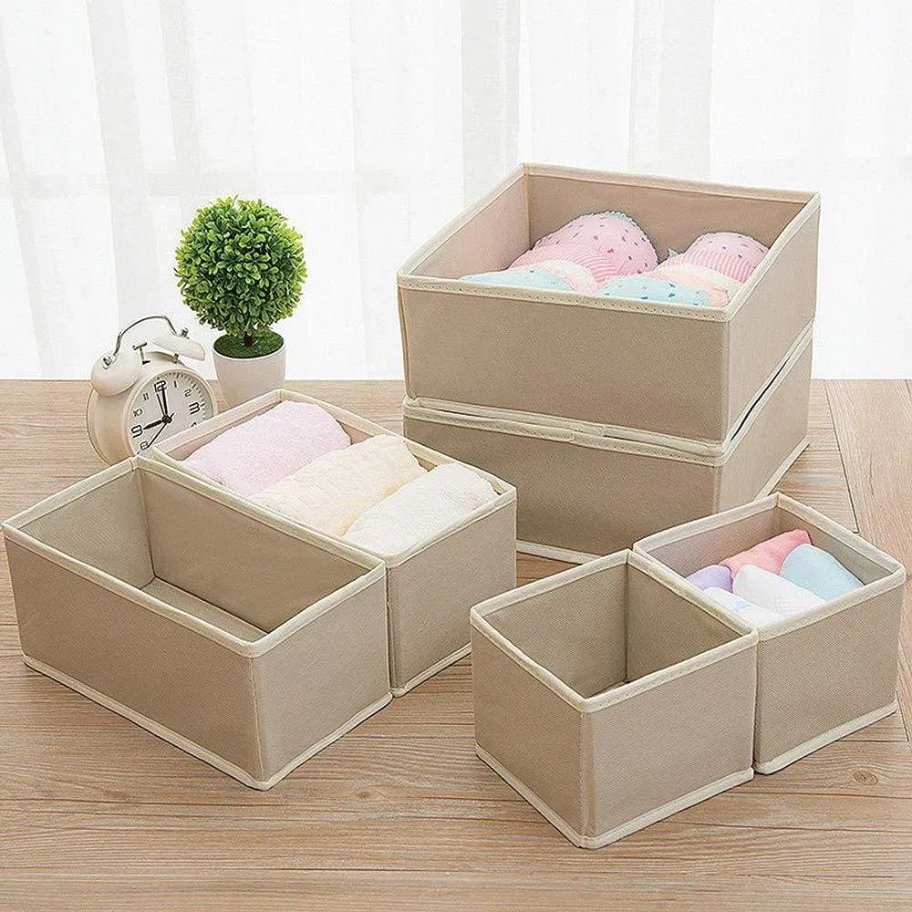 DIOMMELL 6 Pack Foldable Cloth Storage Box Closet Dresser Drawer Organizer Fabric Baskets Bins Containers Divider with Drawers for Clothes, Underwear, Bras, Socks, Lingerie, Clothing