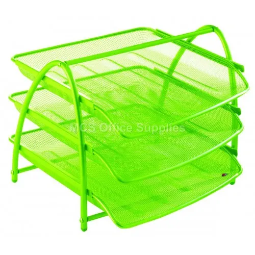 Document Tray 3tier Wiremesh Green