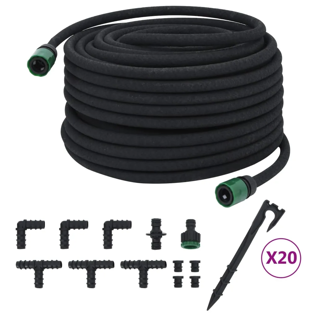 Efficient Irrigation with vidaXL 50m Garden Soaker Hose - Durable Black Rubber for Home & Commercial Use