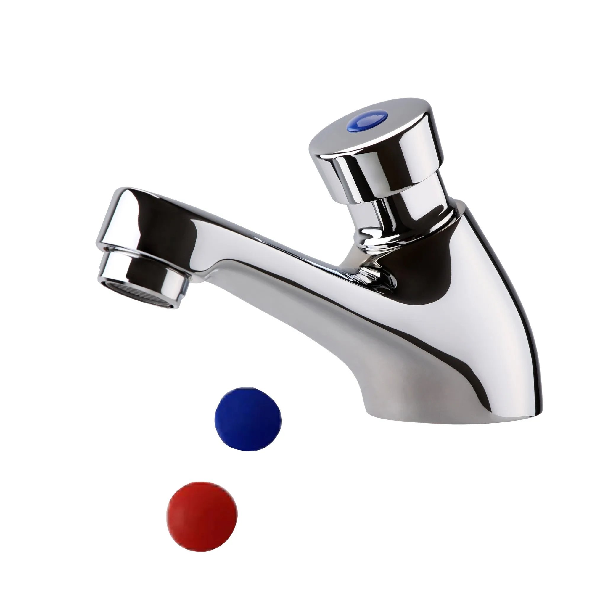 Ergo non concussive basin single pillar tap time adjustable - chrome (hot & cold indicators)