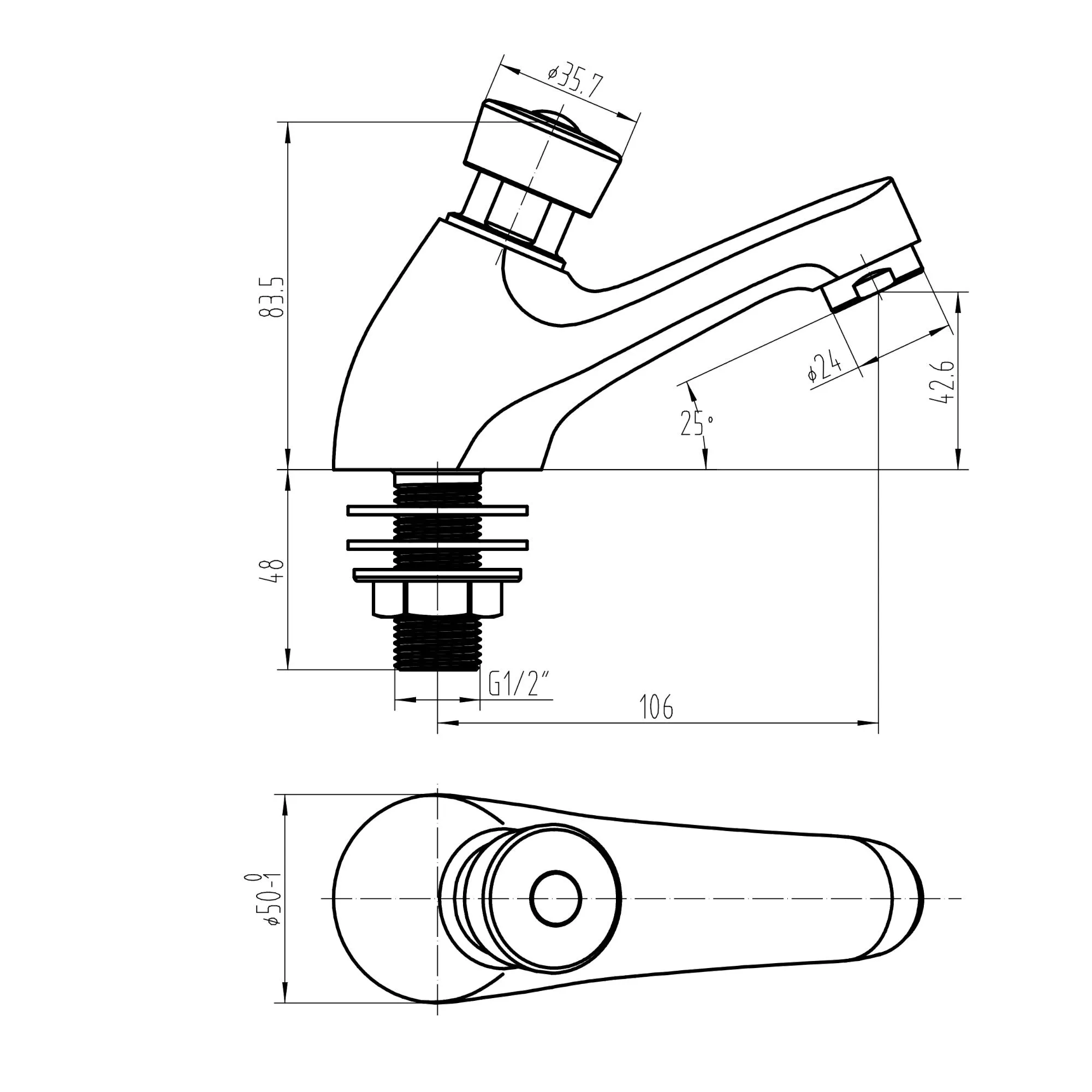 Ergo non concussive basin single pillar tap time adjustable - chrome (hot & cold indicators)