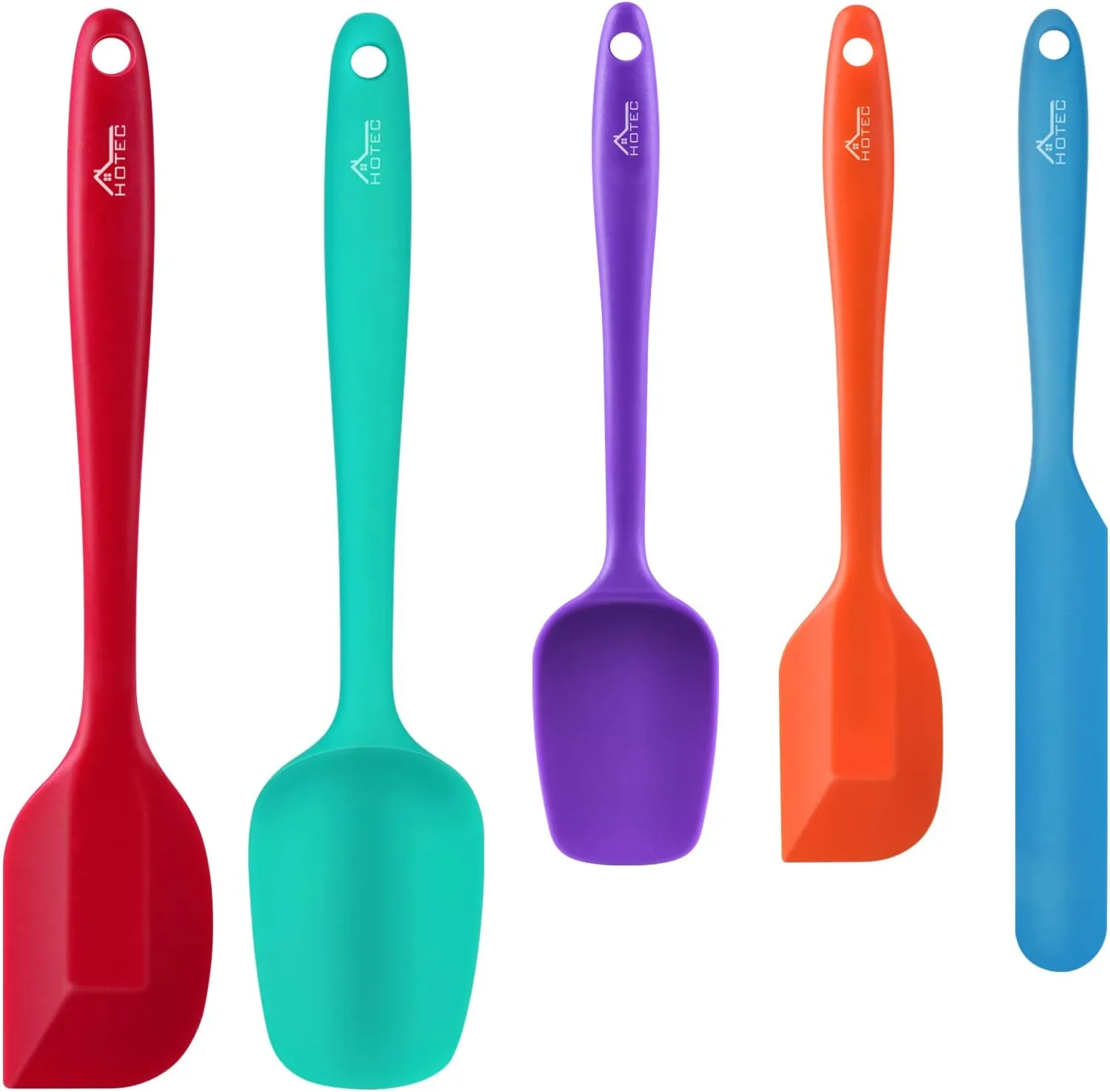 Food Grade Silicone Rubber Spatula Set for Baking, Cooking, and Mixing, Multicolor, Set of 5