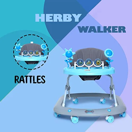 Funride Baby Walker 9 Months   Herby Foldable Activity Walker with Adjustable Height for Boys and Girls