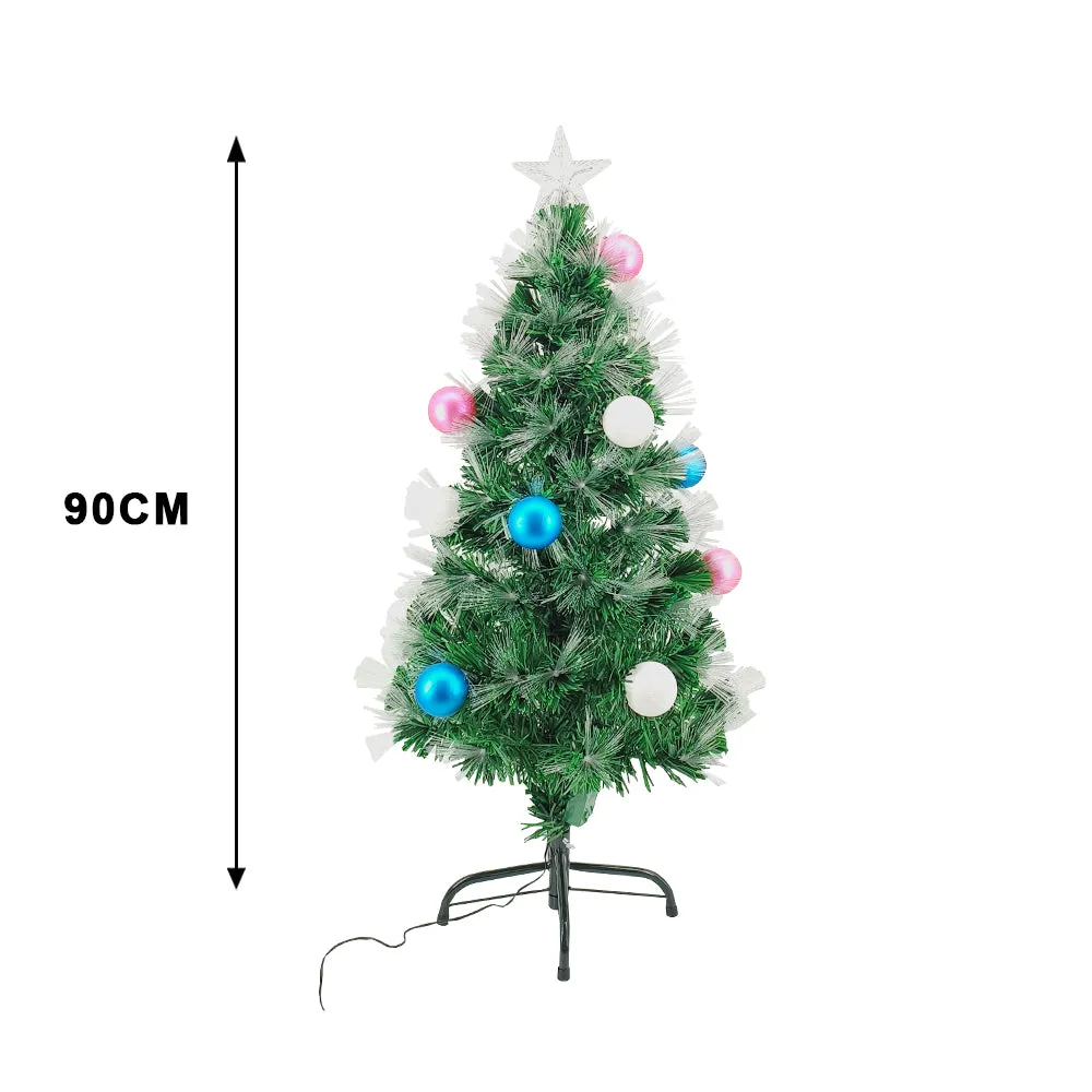 Glitter Baubles Christmas Fibre Optic Tree with Ultra Bright LED Lights