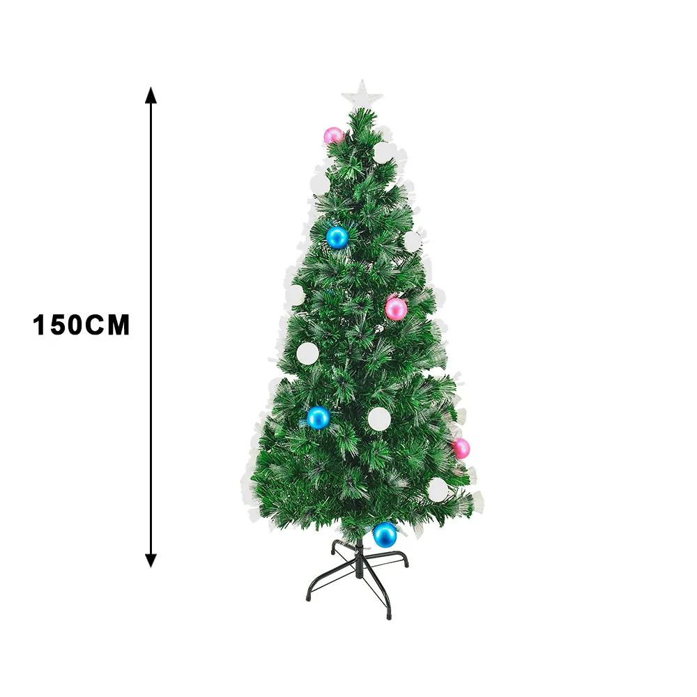 Glitter Baubles Christmas Fibre Optic Tree with Ultra Bright LED Lights