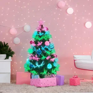 Glitter Baubles Christmas Fibre Optic Tree with Ultra Bright LED Lights