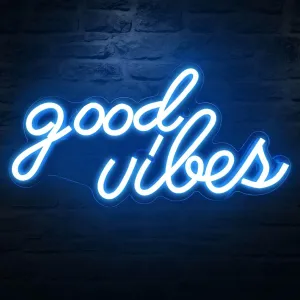 Good Vibes Neon Sign for Bedroom Wall Decor