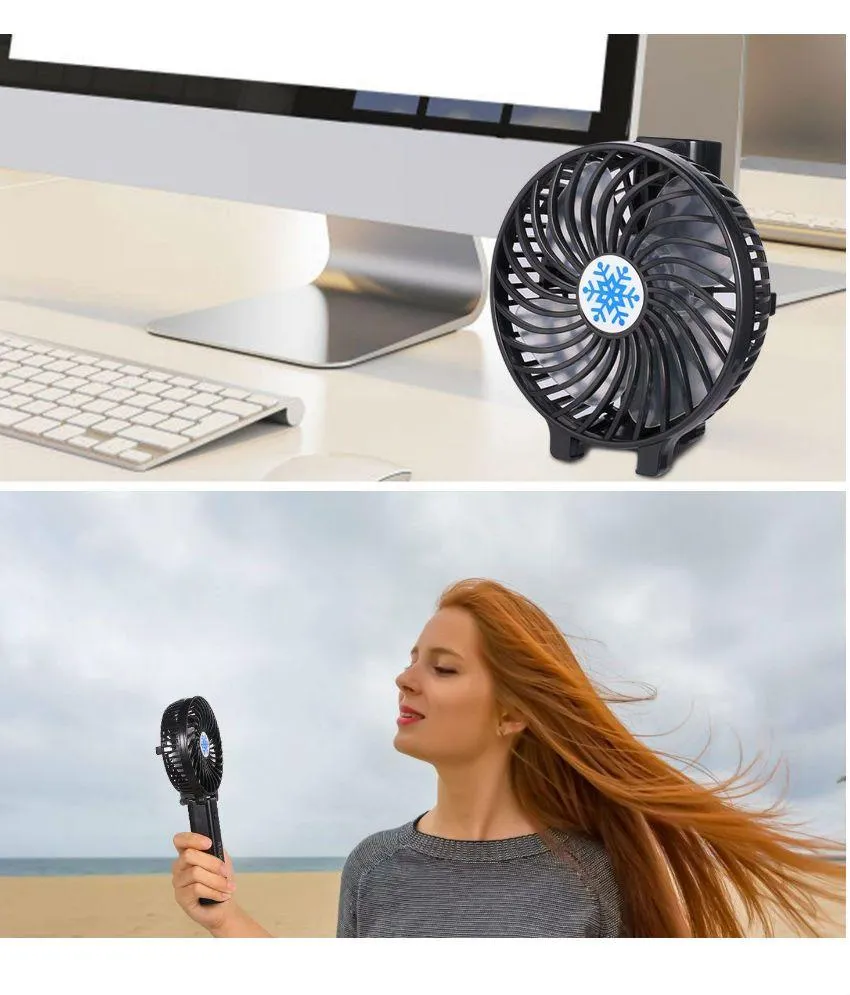 Hand Held Mini USB Rechargeable Portable Fan with Battery - Air Cooling Plastic Small Fan