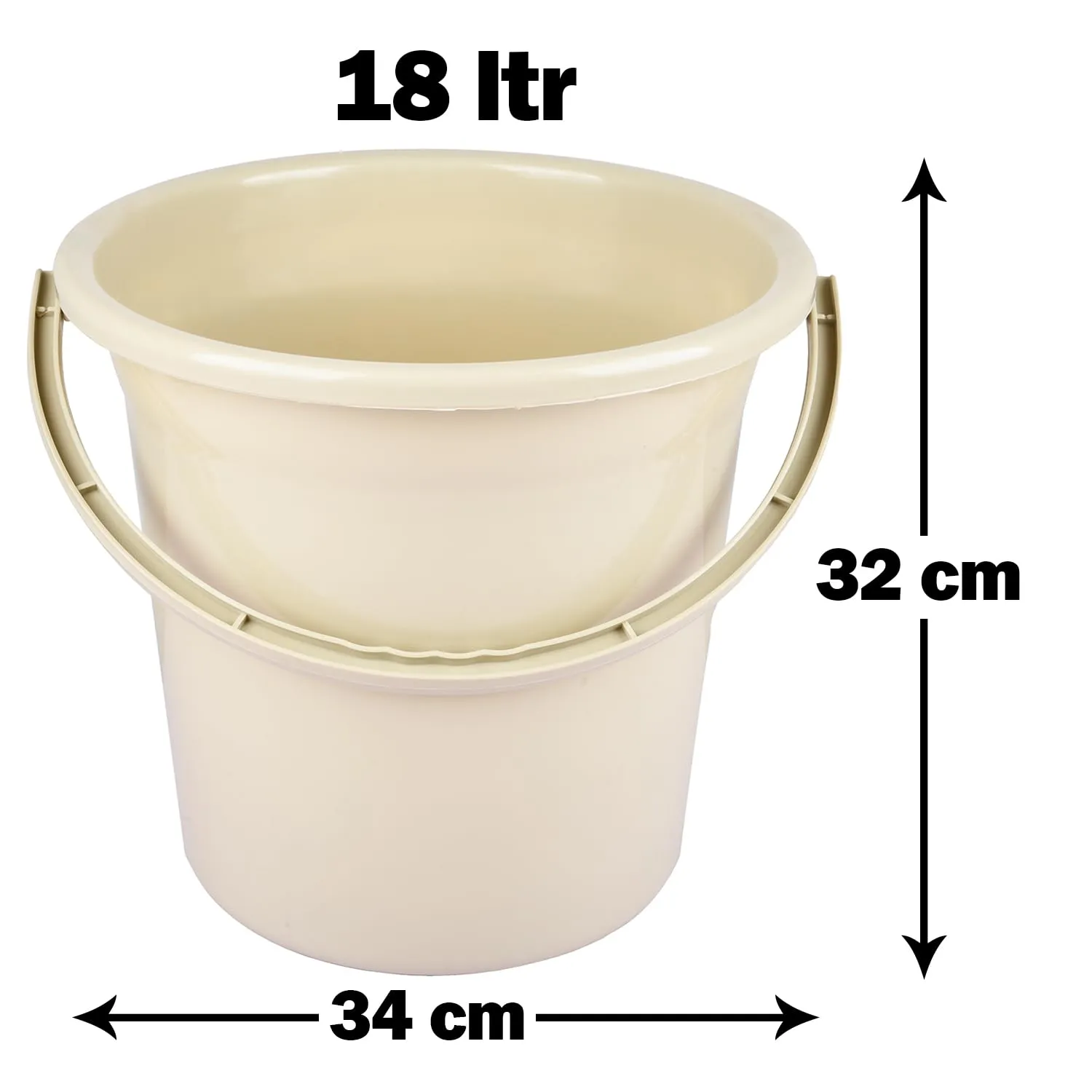 Heart Home Bucket | Plastic Bucket for Bathroom | Strong Bathroom Bucket | Bucket for Bathing | Water Storage Bucket | Bathroom Bucket | Plain Bucket | 18 LTR | Beige