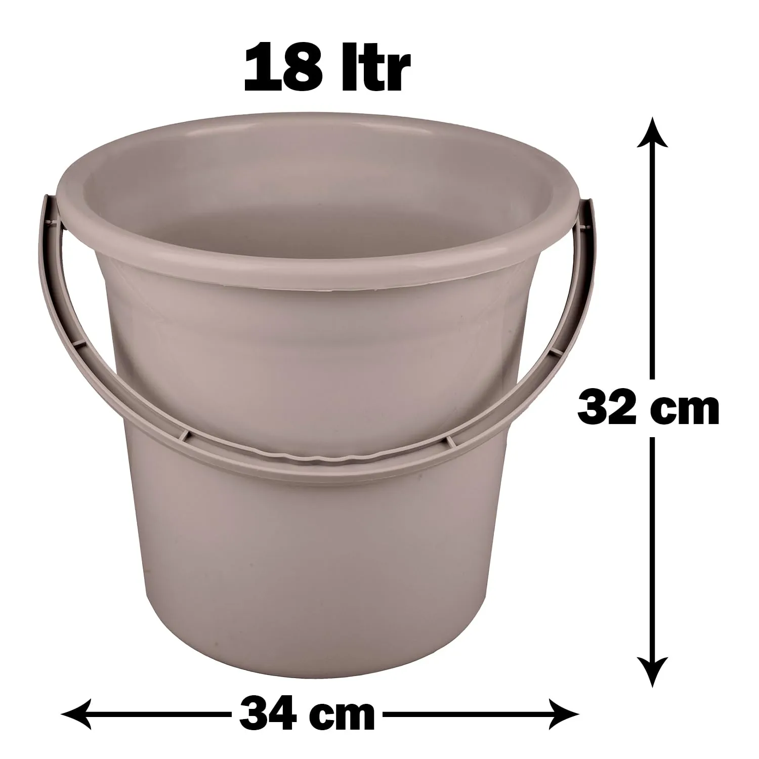 Heart Home Bucket | Plastic Bucket for Bathroom | Strong Bathroom Bucket | Bucket for Bathing | Water Storage Bucket | Bathroom Bucket | Plain Bucket | 18 LTR | Brown