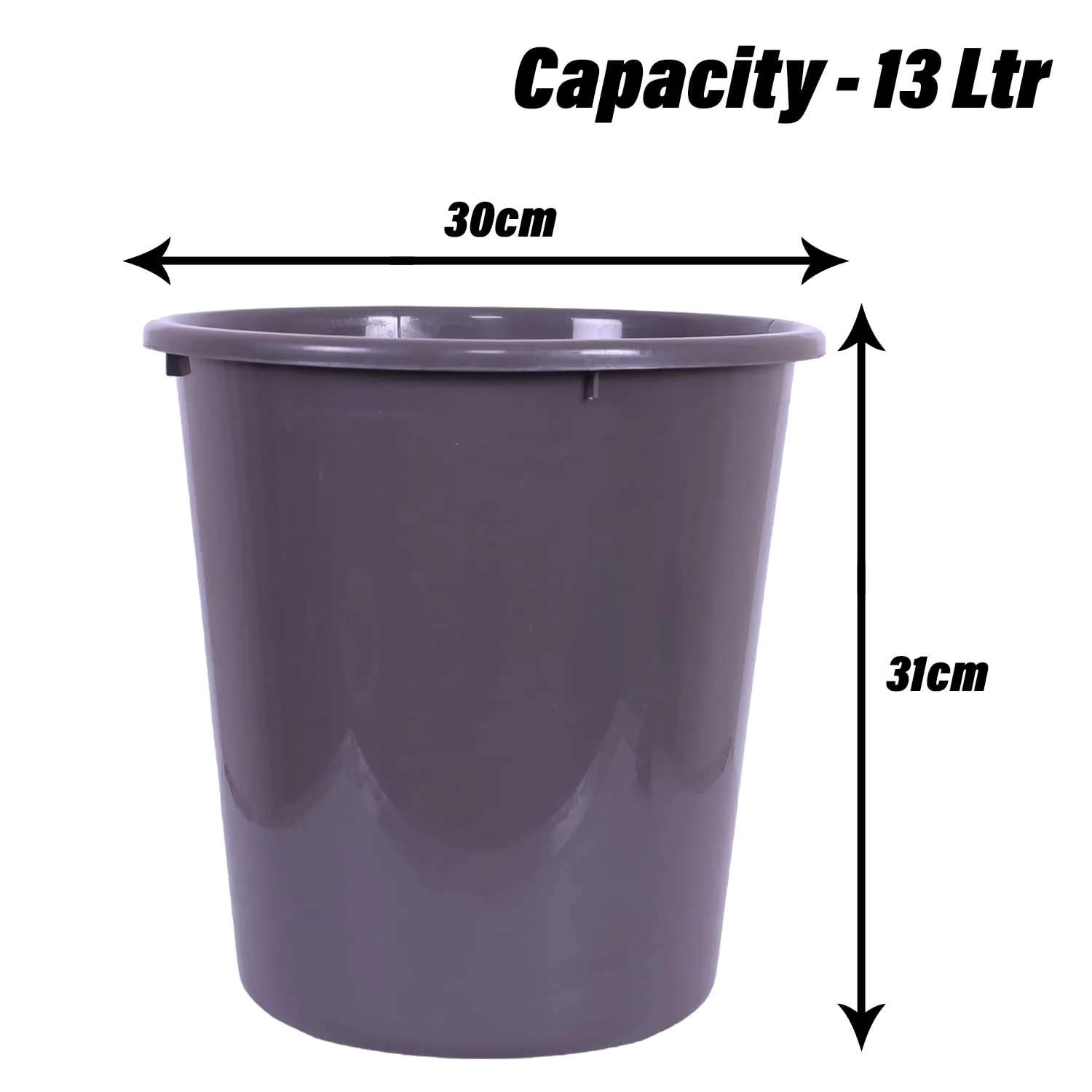 Heart Home Dustbin | Open Dustbin | Plastic Garbage Dustbin | Dustbin For Kitchen | Dustbin For Bathroom | Office Dustbin | Plain Sada Dustbin | 13 LTR | Pack of 2 | Gray