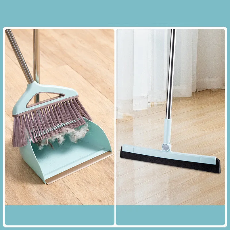 Household Cleaning Tool With Broom And Dustpan Set With Scraping Teeth