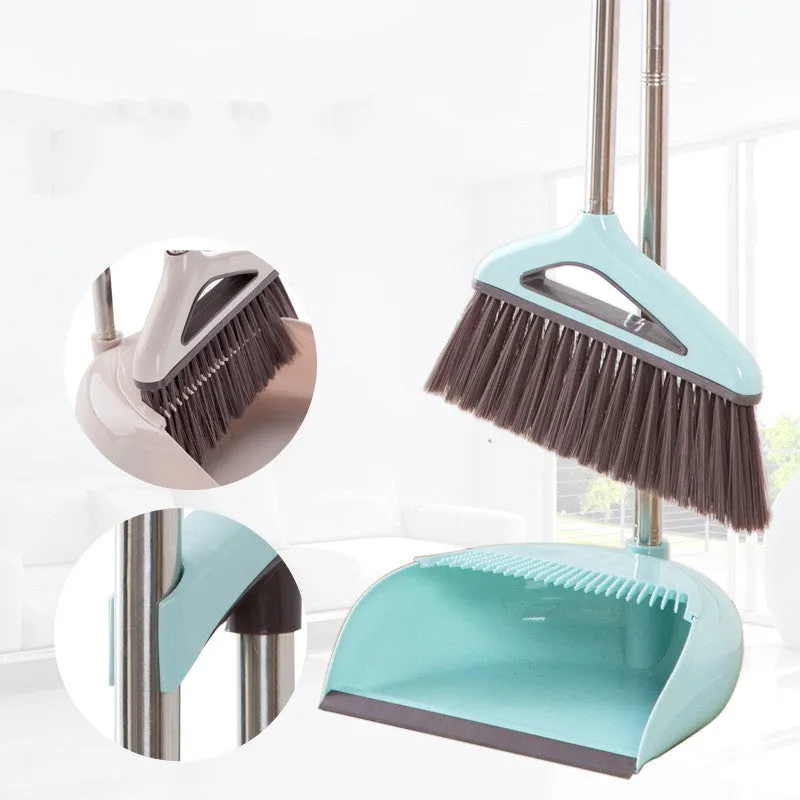 Household Cleaning Tool With Broom And Dustpan Set With Scraping Teeth