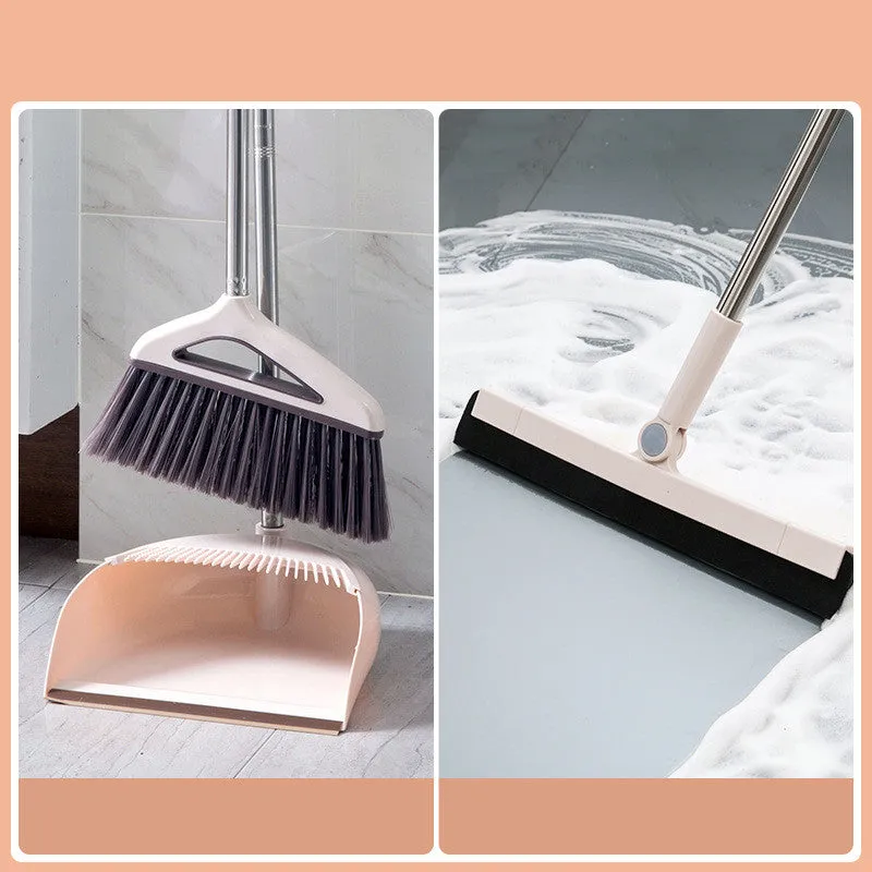 Household Cleaning Tool With Broom And Dustpan Set With Scraping Teeth