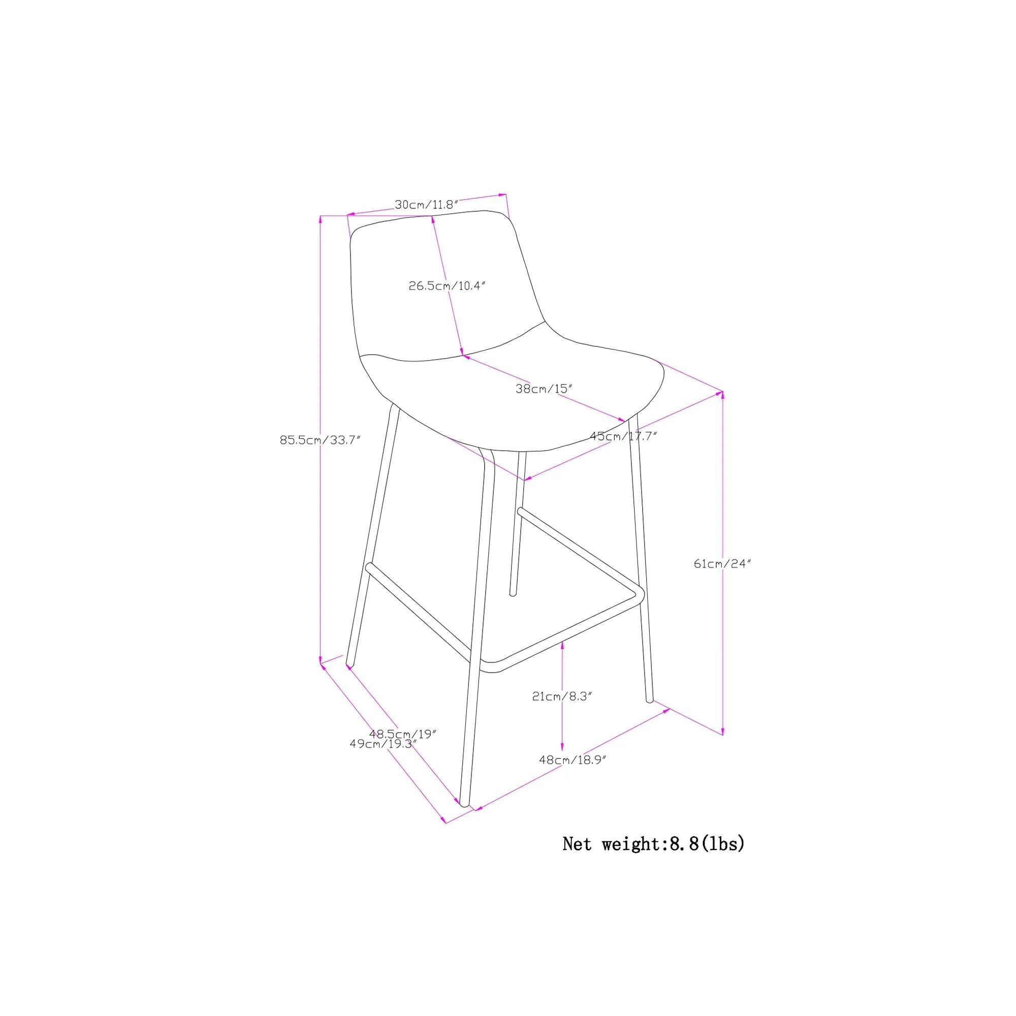 Jolie Counter Height Stool (Set of 2)