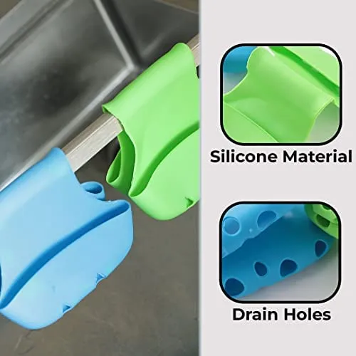 Kuber Industries Double Sided Kitchen & Bathroom Shelf|Food Grade Silicone|Convenient Hanging Design|Non-Toxic & Odor-Less|Flexible & Portable|Drainage Holes|A1901|Pack of 2|Multicolor