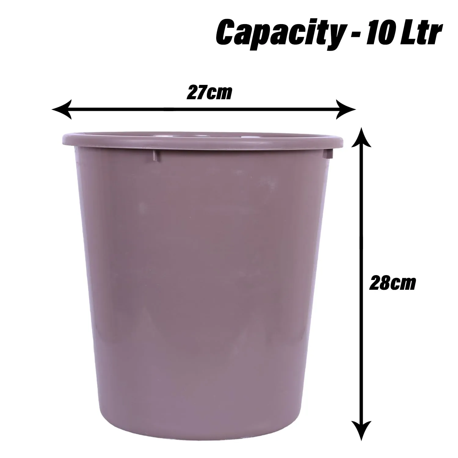 Kuber Industries Dustbin | Open Dustbin | Plastic Garbage Dustbin | Dustbin For Kitchen | Dustbin For Bathroom | Office Dustbin | Plain Sada Dustbin | 10 LTR | Pack of 3 | Brown