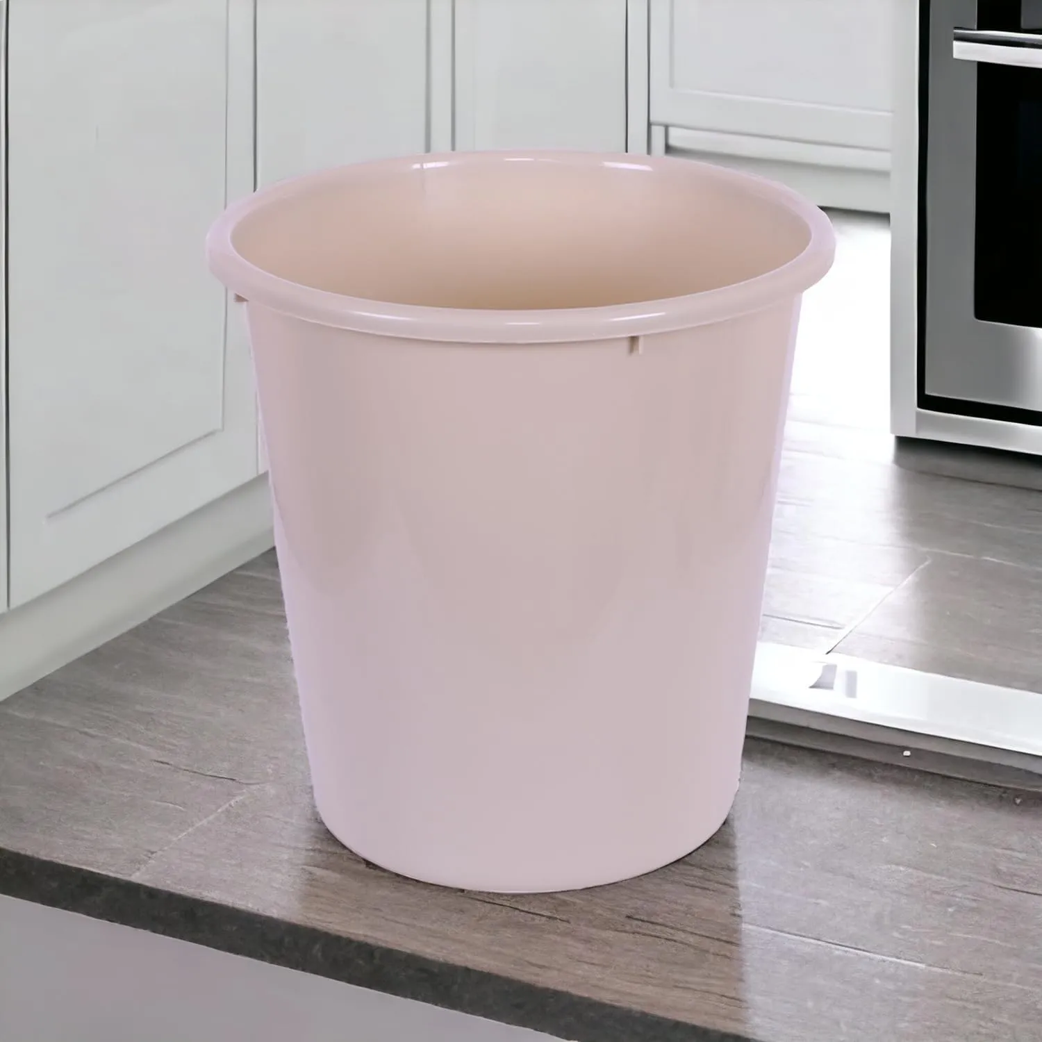 Kuber Industries Dustbin | Open Dustbin | Plastic Garbage Dustbin | Dustbin For Kitchen | Dustbin For Bathroom | Office Dustbin | Plain Sada Dustbin | 7 LTR | 066 | Pack of 2 | Beige