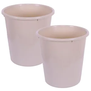 Kuber Industries Dustbin | Open Dustbin | Plastic Garbage Dustbin | Dustbin For Kitchen | Dustbin For Bathroom | Office Dustbin | Plain Sada Dustbin | 7 LTR | 066 | Pack of 2 | Beige