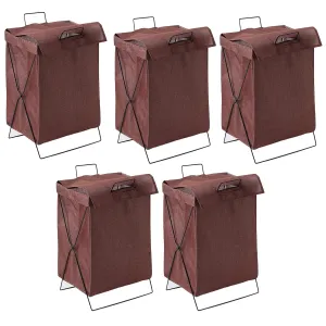 Kuber Industries Laundry Basket For Clothes|Foldable Laundry Hamper|Basket For Toys, Dirty clothes, Storage "40 LTR"-Pack of 5 (Brown)